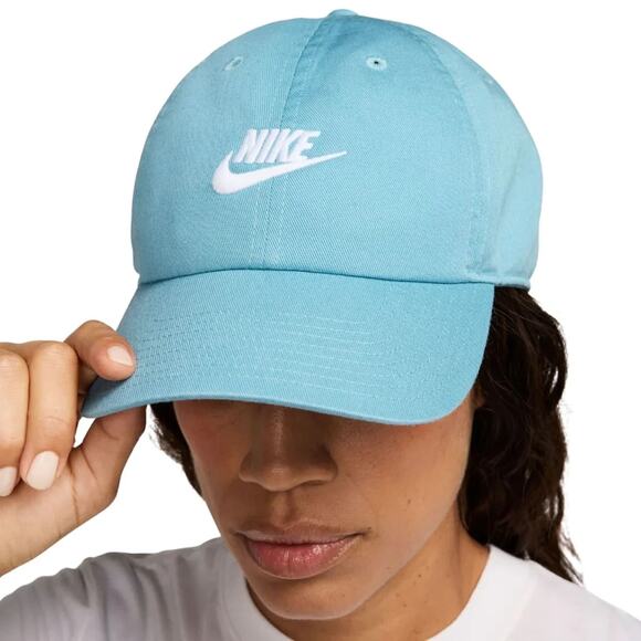 Nike Club Unstructured Futura Wash Cap White Blue Hat FB5368 464 - SIZE S/M - Picture 1 of 7